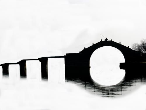 太平桥位于浙江省绍兴县阮社，该桥由一座半圆拱桥与九孔高低石梁桥组成，宛若一条长龙仰首横跨浙东运河。桥长50米，主孔净跨10米，石梁桥孔径3―4米。拱桥的桥拱系纵联分节并列砌筑。拱桥南端八字落坡。该桥建于明天启二年（1622），清朝乾隆、道光、咸丰年间相继重修，